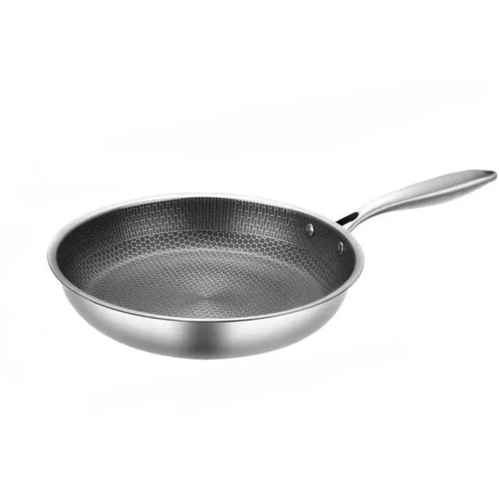 Premium 30cm Stainless Steel Honeycomb Nonstick Skillet Silver