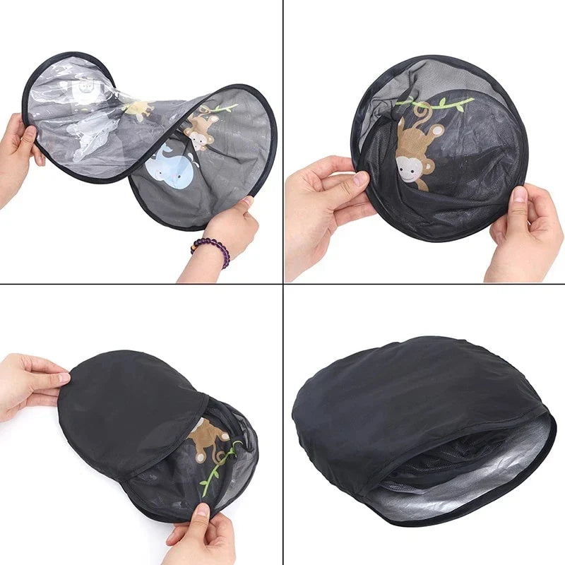 2Pcs Cartoon Car Side Window Sunshade Electrostatic Adsorption Black