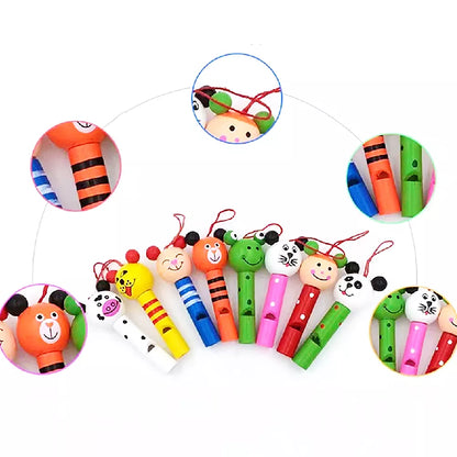 Wooden Mini Cute Animal Whistle Toys