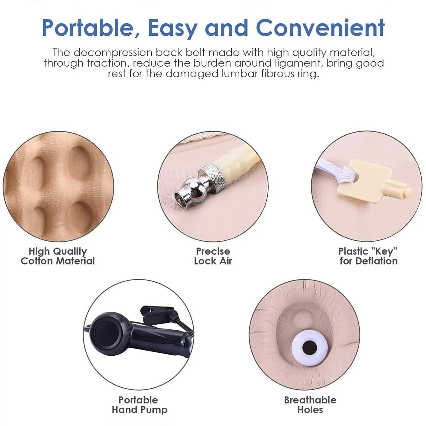 Decompression Belt Back Brace Lumbar Support And Pain Relief Beige