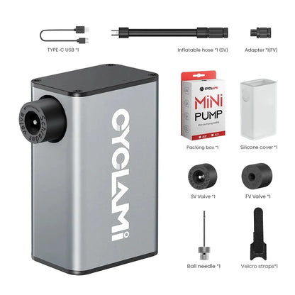 A3 Mini Electric Bicycle Air Pump Cordless Aluminum Inflator Grey