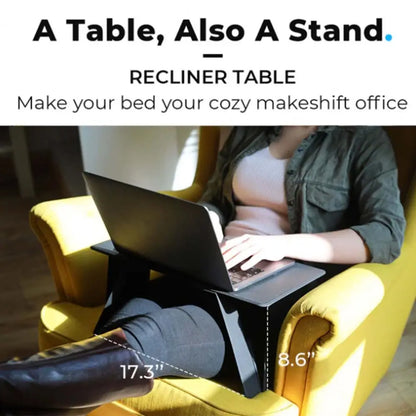 Portable Laptop Desk Stand: Foldable & Adjustable, Ideal for Bed, Couch, Office - Black