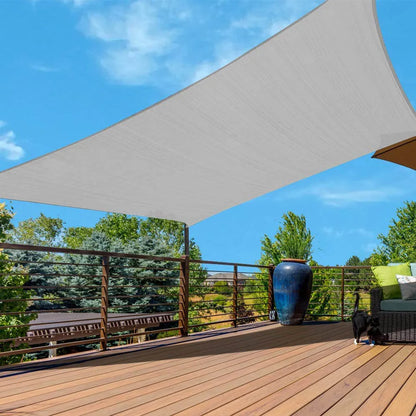 Waterproof Rectangle Sun Shade Sail Oxford Fabric Canopy Dark Gray