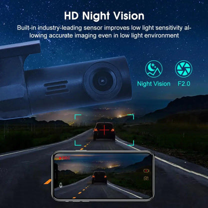 Smart WiFi Dash Cam 1080P HD Night Vision Car DVR Black