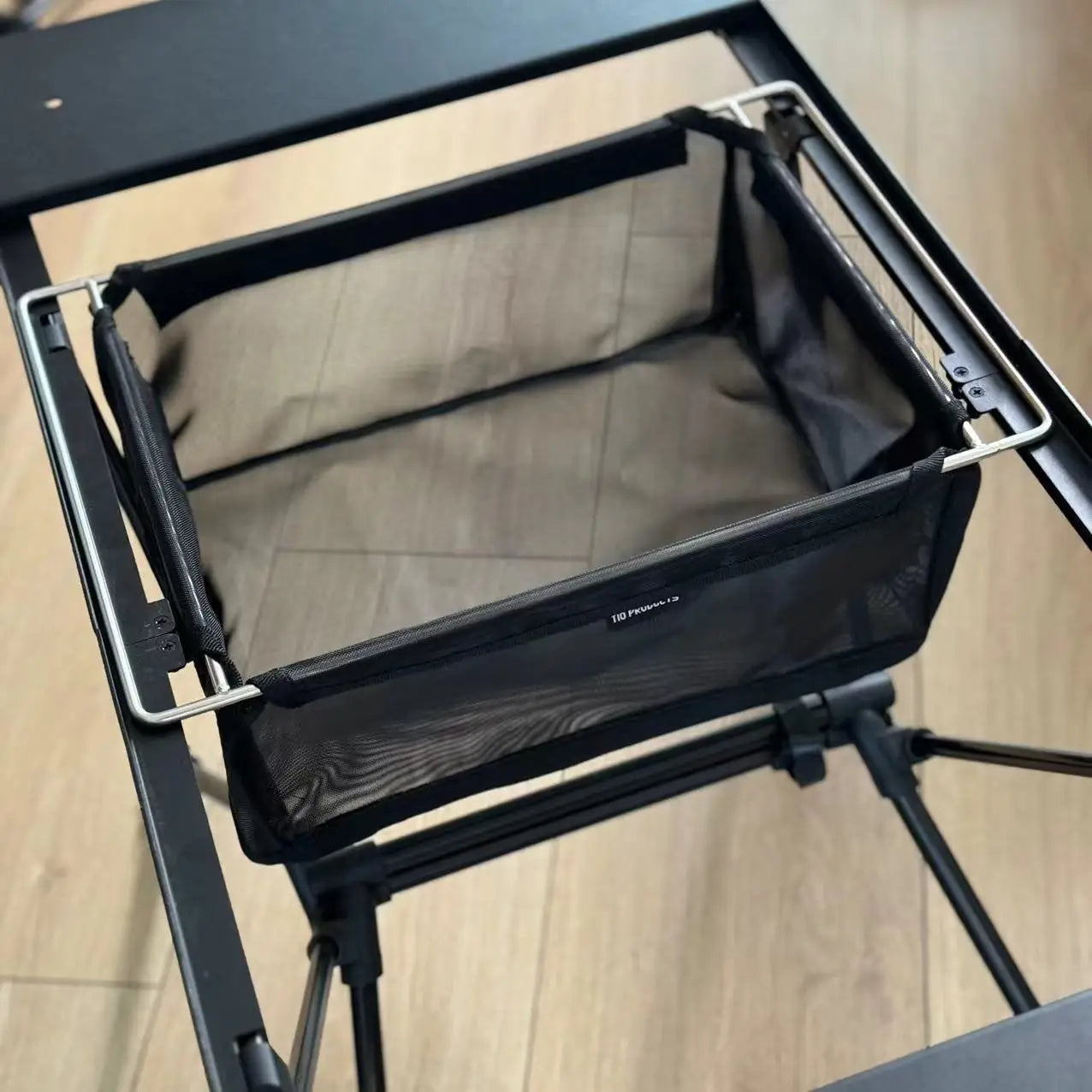 Folding Camping Mesh Basket Drainable Storage Bag Black