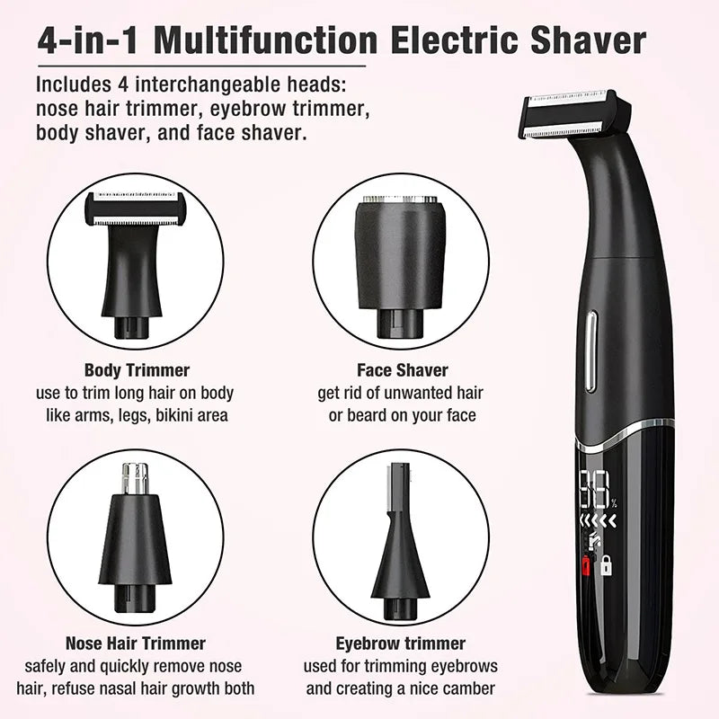 Precision Body And Intimate Area Shaver USB C Rechargeable Wet & Dry Black