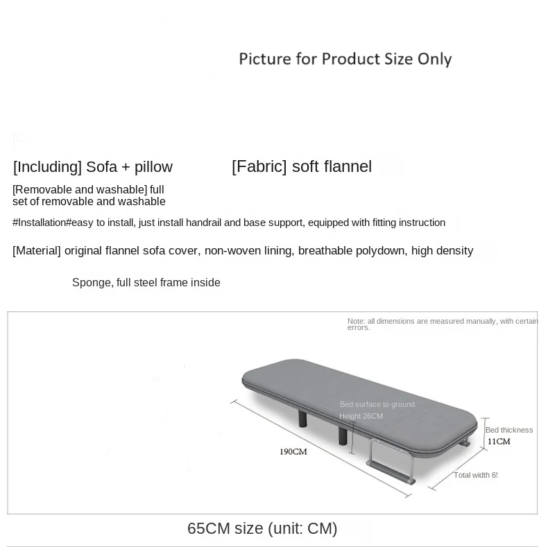 Orange Foldable Sofa Bed - Convertible Chair with Adjustable Height - Single Stool Design