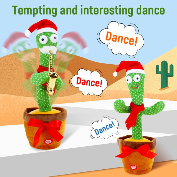 Dancing Cactus Repeat Talking Toy Electronic Plush Toys Can Sing Record Lighten Battery USB Charging Early Education Funny Gift