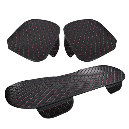 3-Piece Universal Car Seat Covers Breathable Cotton Linen Cushion Set Black