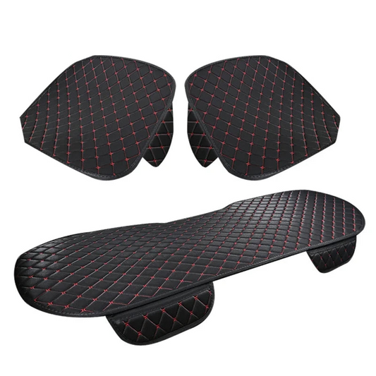 3-Piece Universal Car Seat Covers Breathable Cotton Linen Cushion Set Black