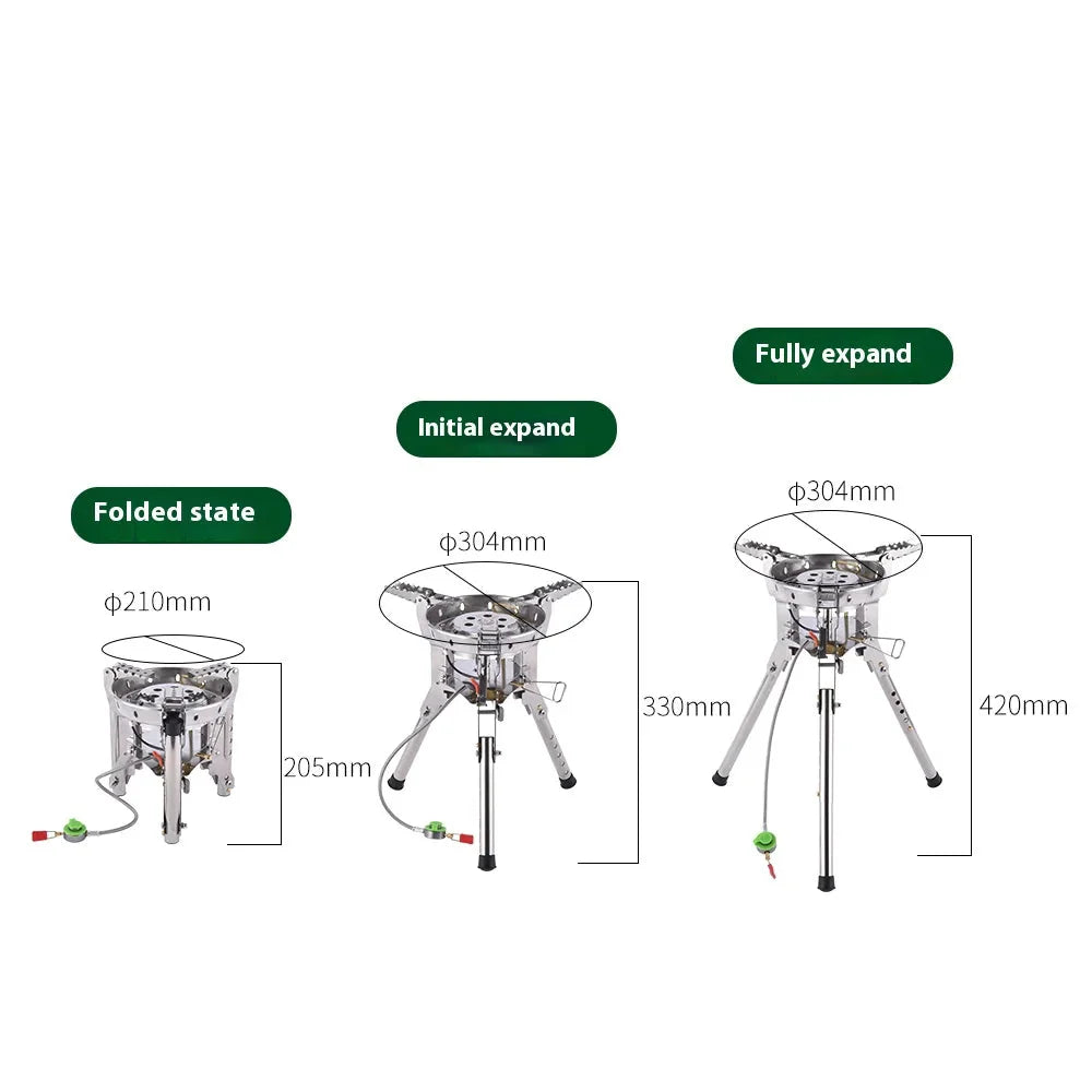 Pro High-Power Camping Stove 4360W Portable Gas Burner Silver