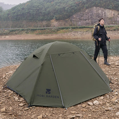 Double-Layer Camping Tent Olive Green