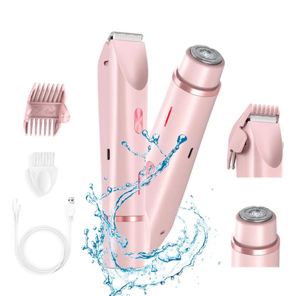 2 in 1 Electric Bikini Trimmer & Facial Shaver Waterproof Pink