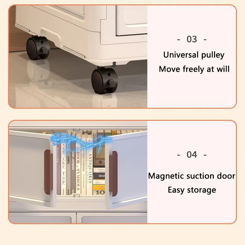 60cm Foldable Plastic Storage Cabinet with 2 Small Compartments