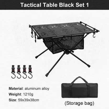 Portable Aluminum Camping Folding Table with IGT Compatibility Black