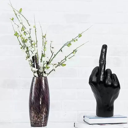 Bold Expression: Personalized Middle Finger Resin Sculpture - Black