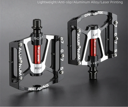 3-Bearing CNC Aluminum Bike Pedals Anti-Slip Black