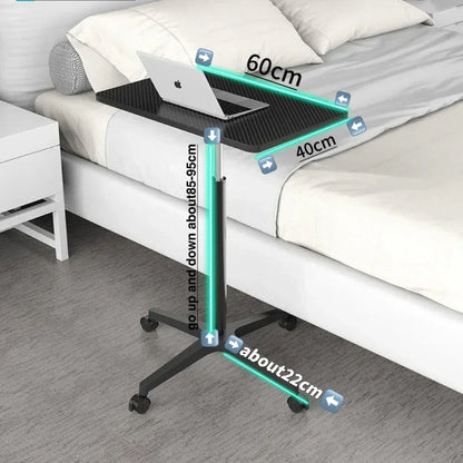 Adjustable Height Movable Laptop Desk with Pulley - Versatile Bedside & Office Table