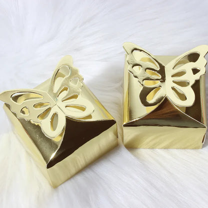 Glossy Gold Butterfly Candy Boxes