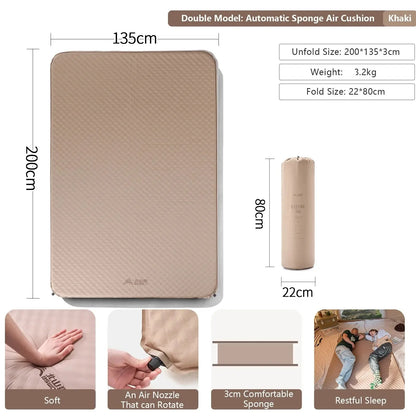 Self-Inflating Camping Air Mattress Thickened Folding Tent Mat Brown