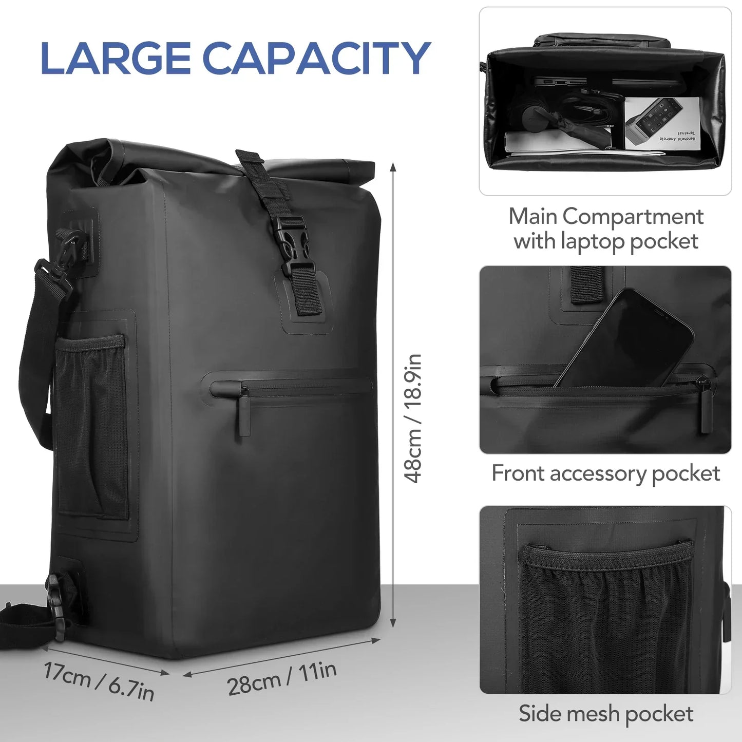 3-in-1 Waterproof Bike Pannier Bicycle Rear Rack Bag