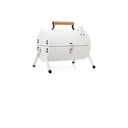 Portable Tabletop Charcoal Grill And Smoker White Outdoor BBQ White