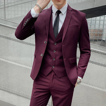 Mens Business Suit Set Blazer (Red)