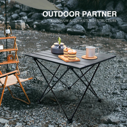 Portable Folding Camping Table Aluminum Black