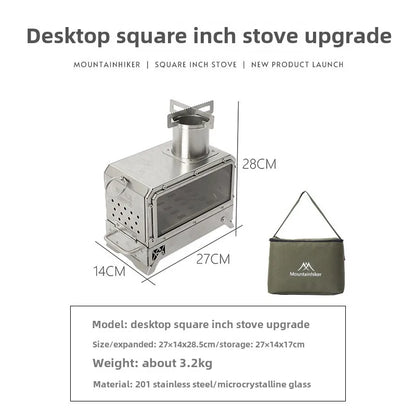 Portable Wood Firewood Square Stove Silver