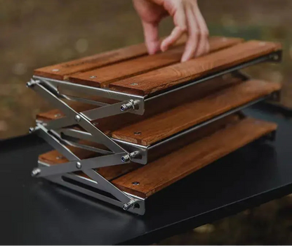 Portable 3-Tier Camping Rack Foldable Brown