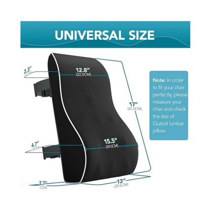 Memory Foam Lumbar Support Pillow Ergonomic Back Cushion Black