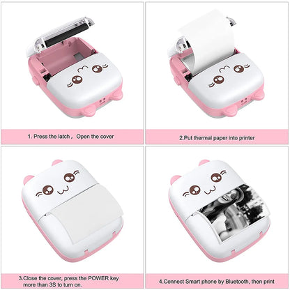 Portable Thermal Printer MINI - Wireless BT 203dpi Photo Label Memo Printing (Pink)