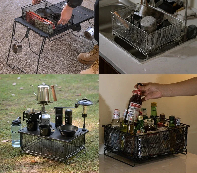 IGT Outdoor Table Unit Basket Storage Net Cage Silver