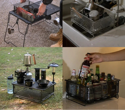 IGT Outdoor Table Unit Basket Storage Net Cage Silver