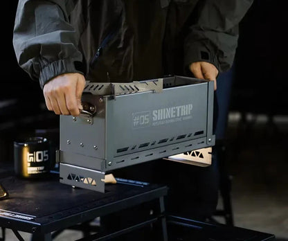 Foldable Secondary-Burn Camping Stove Silver