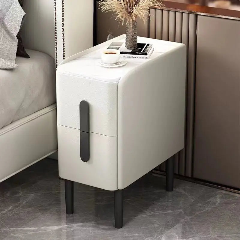 Smart White Bedside Table: Space-Saving & Stylish Storage Solution