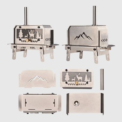 Mini Folding Charcoal Stove Fire Heater And Incense Burner Silver