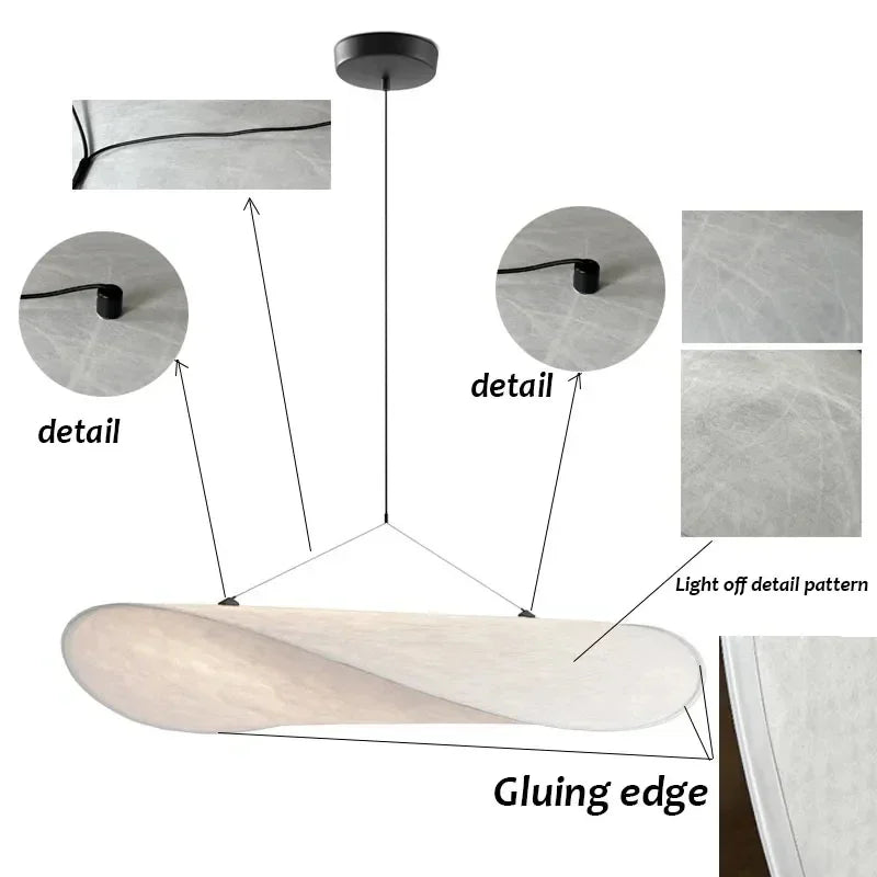 Silk Fabric Tense LED Ceiling Chandelier - Remote Control Dimmable Pendant Hanging Lamp