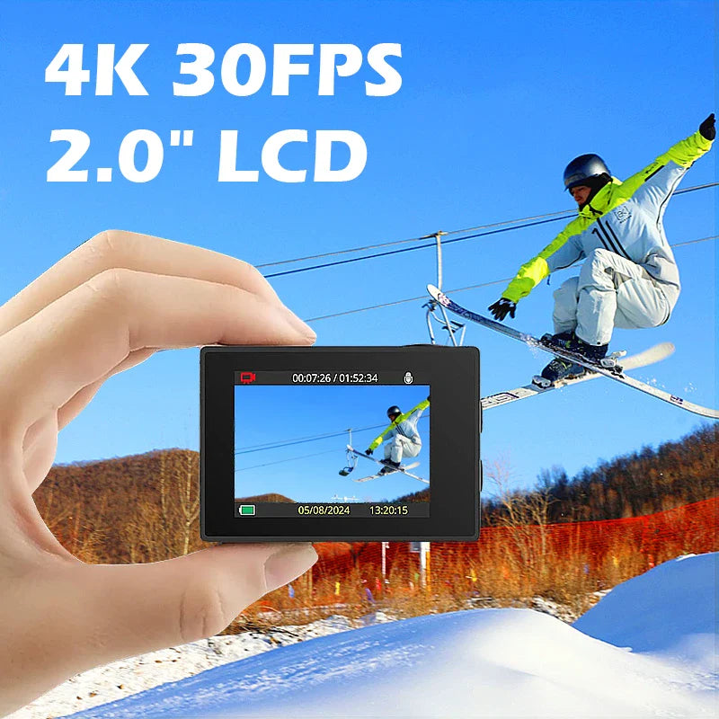 4K Ultra HD Action Camera 30M Waterproof Black