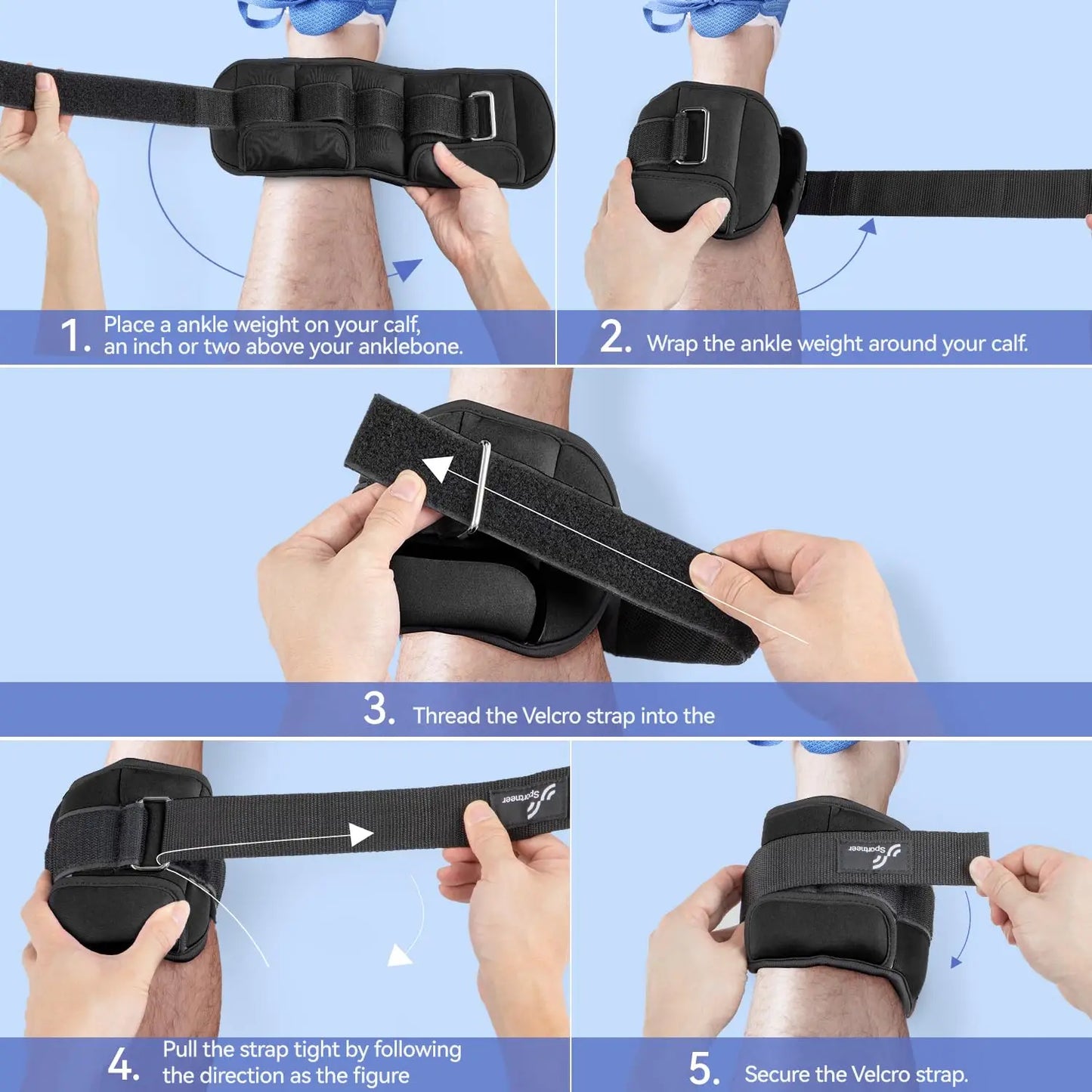 Adjustable Ankle Weights - 1 Pair, 4lbs