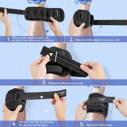 Adjustable Ankle Weights - 1 Pair, 4lbs