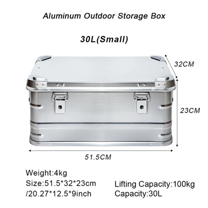 Heavy-Duty Aluminum Alloy Outdoor Storage Box 30L Silver
