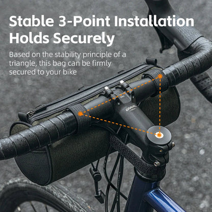 2L Bicycle Handlebar Bag Tube Pannier with Shoulder Strap Green