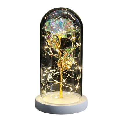 LED Galaxy Rose - Beauty and the Beast Eternal Flower Glass Cover - White Base Bright
