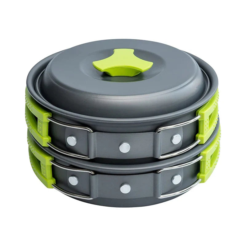 9-Piece Camping Cookware Set Green