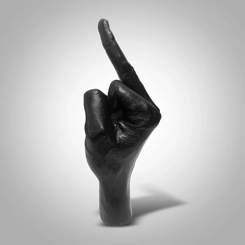 Bold Expression: Personalized Middle Finger Resin Sculpture - Black
