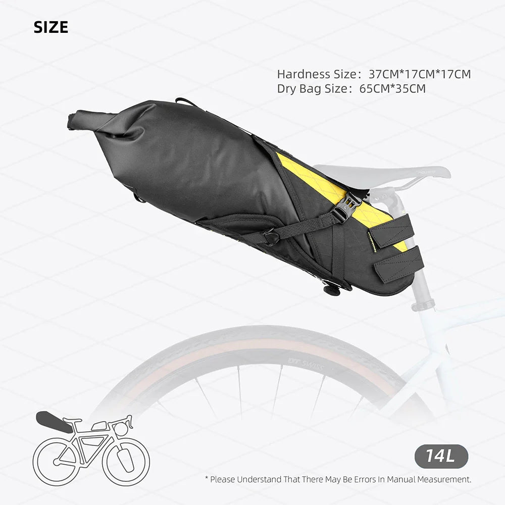 14L Waterproof Bike Saddle Bag Stable Removable Dry Bag Yellow