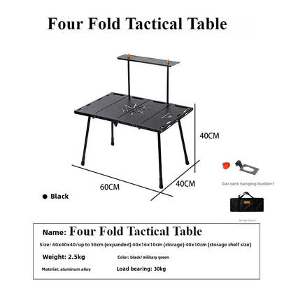 Four Fold Tactical Camping Table Black