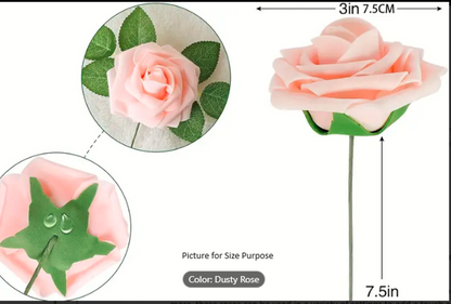 25pcs Retro Pink Artificial Roses | Dusty Rose Real Touch Simulation Flowers