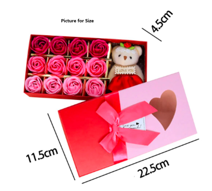 Scented Soap Flower Gift: 12-Piece Rose Bouquet in Heart-Shaped Box